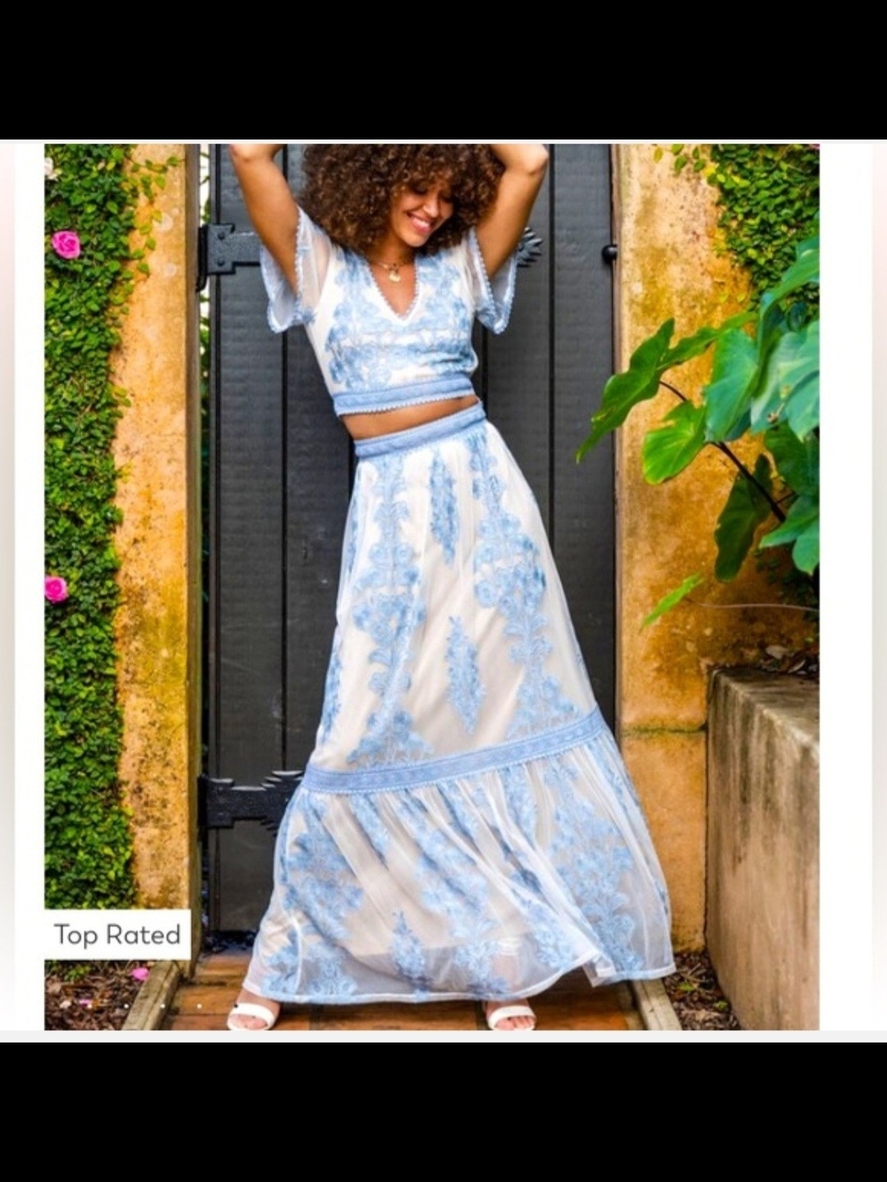 Altar'd State Arissa Embroidered Maxi Skirt And Shirt SET!
